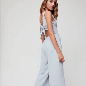 Wilfred Ecoulement Pale Blue Wide-Leg Jumpsuit with Back Tie